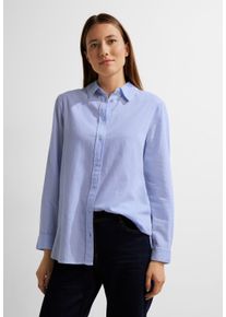 Cecil Damen Langarmbluse, blau, casual, Gr. XXL, unifarben, Web, 100% Baumwolle, Blusen, mit Knopfleiste