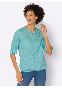 Inspirationen Damen Schlupfbluse, blau, Gr. 36, gemustert, mehrfarbig, bedruckt, 100% Baumwolle, Blusen