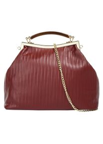 CLUTY Damen Henkeltasche, rot, Leder, Taschen, echt Leder, Made in Italy