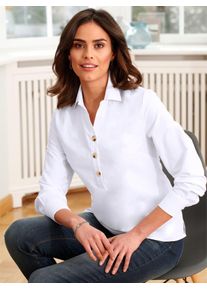 Casual Looks Damen Langarmbluse, weiß, Gr. 40, unifarben, 50% Baumwolle, 50% Polyester, Blusen
