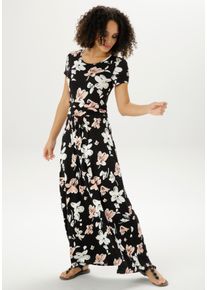 Damen Sommerkleid, bunt, Gr. 48, Aniston SELECTED, bedruckt, geblümt, Single Jersey, Obermaterial: 95% Viskose, 5% Elasthan, Kleider, mit gerafftem