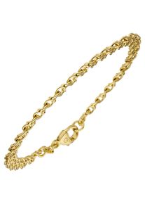 Jobo Damen Goldarmband, Gelbgold 585, gelb, Gelbgold 585, Armbänder, Garibaldiarmband 585 Gold massiv 19 cm