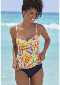 s.Oliver Damen Bügel-Tankini-Top "Mallorca", gelb, Gr. 38, bedruckt, Recycling-Polyamid, Bikini-Oberteile, mit Wickeloptik