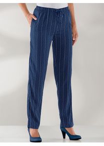 Classic Basics Damen Schlupfhose, blau, Gr. 22, gemustert, mehrfarbig, unifarben, 100% Polyester, Hosen