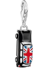 Thomas Sabo Damen Charm-Einhänger "LONDON Taxi mit Union Jack, 2169-041-7", schwarz, Silber 925 (Sterlingsilber), Charms, mit Zirkonia (synth.)