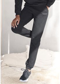 Lascana Damen Sweathose, Gr. 32, schwarz, Sweatware, Obermaterial: 50% Baumwolle, 50% Polyester, bedruckt, casual, Hosen, Loungeanzug