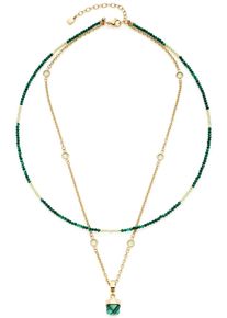 Leonardo Damen Kette mit Anhänger "Halskette Valea, 021767", Edelstahl, L: 50cm, bunt, Edelstahl, Halsketten, mit Malachit, Glasstein - mit Glasperle