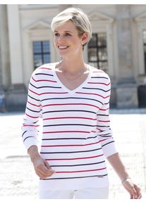 Casual Looks Damen Strickpullover "Pullover", bunt, Gr. 40, gemustert, mehrfarbig, gestreift, 100% Baumwolle, Pullover
