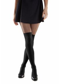 Buffalo Damen Overknee-Strumpfhose, Gr. 32, schwarz, Obermaterial: 87% Polyamid, 13% Elasthan, unifarben, Strumpfhosen, in trageangenehmer