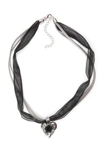 Allgäu Rebell ALLGÄU REBELL Damen Kette mit Anhänger "Gerda", schwarz, Basic, Metall, Halsketten, mit Leder- und Organzaband