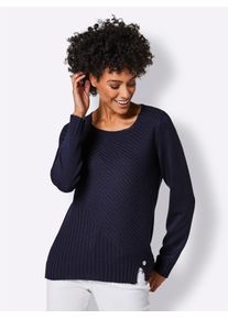 Damen Strickpullover "Lyocell-Baumwoll-Pullover", blau, Gr. 38, CREATION L PREMIUM, unifarben, 70% Lyocell, 30% Baumwolle, Pullover