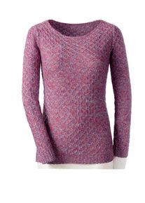 Inspirationen Damen Rundhalspullover "Pullover", lila, Gr. 40, gemustert, mehrfarbig, 45% Polyacryl, 43% Baumwolle, 12% Polyester, Pullover