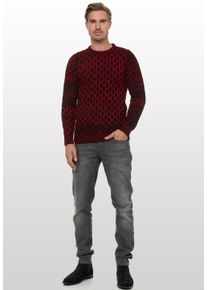 Rusty Neal Herren Strickpullover, rot, casual, Gr. XL, meliert, 70% Polyacryl, 30% Baumwolle, Pullover, mit schönem Muster