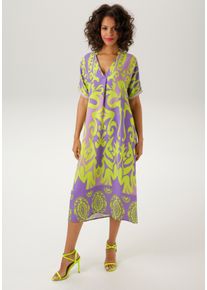 Aniston CASUAL Damen Blusenkleid, bunt, modisch, Gr. 40, bedruckt, gemustert, Web, Obermaterial: 100% Viskose, Kleider, mit graphischem Druck und