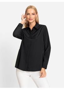 Heine Damen Longbluse, schwarz, Gr. 44, unifarben, 50% Baumwolle, 50% Polyester, Blusen