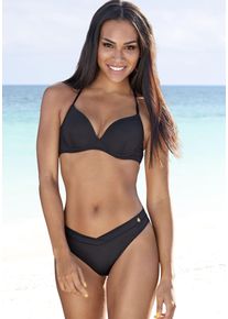 Lascana Damen Push-Up-Bikini-Top "Shiva", schwarz, Gr. 34, unifarben, Recycling-Polyamid, Bikini-Oberteile, in trendiger Unifarbe