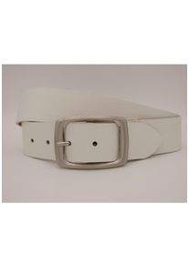 AnnaMatoni Damen Ledergürtel, weiß, casual, Gr. 85, unifarben, Rindsleder, Gürtel, mit silberner Schließe