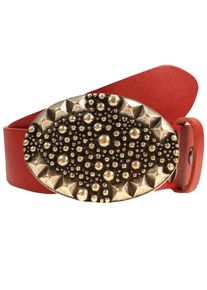 Damen Ledergürtel, rot, casual,modisch, Gr. 110, RETTUNGSRING BY SHOWROOM 019, unifarben, Leder, Gürtel, mit austauschbarer Schließe »Oval Noppen