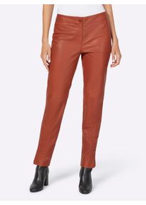 Heine Damen Lederhose, rot, Gr. 40, unifarben, 100% Lammnappaleder, Hosen