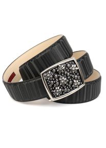 Anthoni Crown Damen Ledergürtel, schwarz, modisch, Gr. 95, unifarben, Leder, Gürtel, Jeansgürtel mit Designer-Schließe