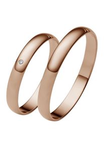 Firetti Trauring "Schmuck Geschenk Gold 375 Hochzeit Ehering "LIEBE"", 56, 0,005 ct SI = kleine Einschlüsse mit Brillant, Roségold 375, 3,0mm, rosa,