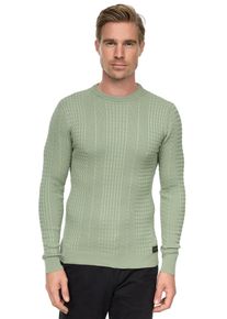 Rusty Neal Herren Strickpullover, grün, Gr. L, unifarben, 50% Polyacryl, 50% Baumwolle, Pullover, mit modernem Strickmuster