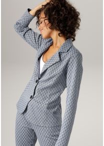 Aniston CASUAL Damen Sweatblazer, blau, modisch, Gr. 36, kariert, gemustert, Sweatware, Jersey, Obermaterial: 70% Viskose, 25% Polyester, 5%