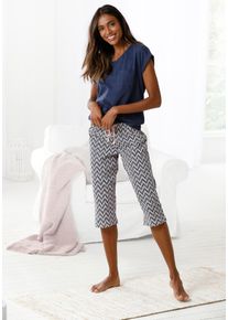 Vivance Dreams Damen Capri-Pyjama, Gr. 32, bunt, Single Jersey, Obermaterial: 100% Baumwolle, gemustert, casual, Homewear-Sets, mit gemusterter