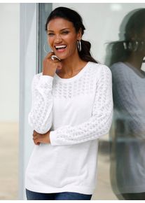 Classic Basics Damen Rundhalspullover "Ajour-Pullover", weiß, Gr. 48, unifarben, 100% Polyacryl, Pullover