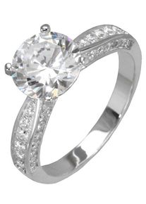 Firetti Damen Fingerring "Schmuck Geschenk Silber 925 Silberring Verlobung Solitär", 17, Silber 925 (Sterlingsilber), 3mm, silber, Silber 925