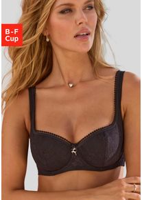Lascana Damen Schalen-BH, Gr. 80, schwarz, Spitze, Obermaterial: 48% Polyamid, 47% Polyester, 5% Elasthan, sexy, BHs, mit Bügel und hübschem