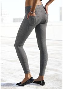 Lascana Damen Leggings, Gr. 36, grau, Strick, Obermaterial: 73% Polyester, 24% Viskose, 3% Elasthan, Ajourstrickmuster, klassisch, Hosen, im