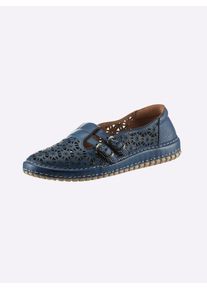 Gemini Damen Slipper, Gr. 40, blau, Leder, sportlich, Schuhe