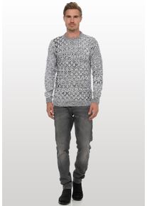 Rusty Neal Herren Strickpullover, weiß, casual, Gr. S, meliert, 70% Polyacryl, 30% Baumwolle, Pullover, mit schönem Muster