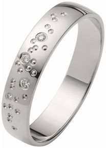 Firetti Trauring "Schmuck Geschenk Gold 375 Hochzeit Ehering "LIEBE" Sterne", 16,5, 0,03 ct SI = kleine Einschlüsse mit Brillanten, Weißgold 375,