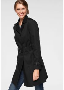 Aniston CASUAL Damen Trenchcoat, schwarz, casual, Gr. 34, unifarben, Web, Satin, Obermaterial: 100% Baumwolle. Futter: 100% Polyester, Mäntel, mit