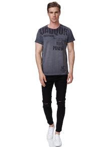 Rusty Neal Herren T-Shirt, grau, casual, Gr. XXL, bedruckt, 100% Baumwolle, Shirts, mit coolen Schriftzügen