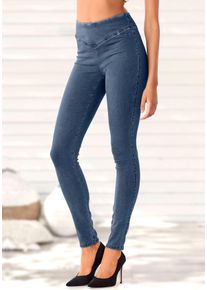 Buffalo Damen Jeggings, Gr. 34, blau, Web, Obermaterial: 69% Baumwolle, 21% Polyester, 8% Viskose, 2% Elasthan, unifarben, Basic, Hosen, mit breitem