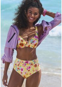 Sunseeker Damen Bikini-Hose "Mila", gelb, Gr. 34, floral, Microfaser, Polyamid, Microfaser, Badehosen, im floralen Design