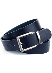 Anthoni Crown Damen Ledergürtel, blau, Gr. 105, unifarben, Leder, Gürtel, 3,5 cm breiter Casual-Vollledergürtel