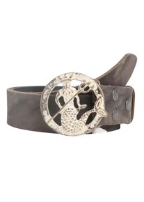 Damen Ledergürtel, grau, modisch, Gr. 110, RETTUNGSRING BY SHOWROOM 019, unifarben, Rindsleder, Gürtel, mit Neptun-Koppelschließe, Antik-Look