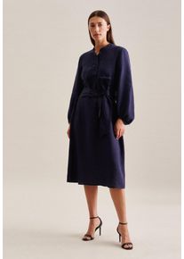 Seidensticker Damen Sommerkleid "Schwarze Rose", blau, Gr. 38, unifarben, 100% Leinen, Kleider, Langarm Kragen Uni