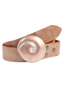 Damen Ledergürtel, beige, casual,modisch, Gr. 110, RETTUNGSRING BY SHOWROOM 019, unifarben, Leder, Gürtel, mit austauschbarer Schließe »Muschel Rund