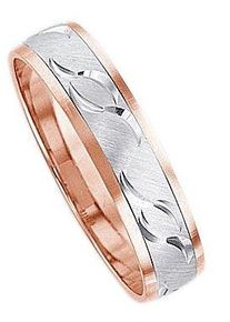 Firetti Trauring "Schmuck Geschenk Gold 375 Hochzeit Ehering Trauring "LIEBE"", 17, ohne Brillant, Weißgold 375-Roségold 375, 5mm, rosa, Weißgold