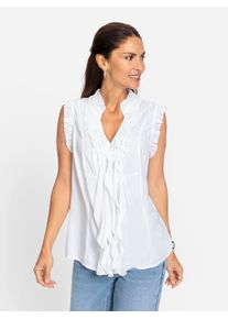 Inspirationen Damen Blusentop, weiß, Gr. 38, unifarben, 100% Viskose, Blusen