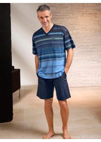 Hajo Herren Schlafanzug, Gr. 44, blau, 62% Baumwolle, 38% Polyester, Homewear-Sets