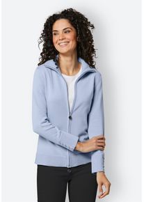 Damen Strickjacke, blau, Gr. 36, CREATION L PREMIUM, unifarben, 100% Baumwolle, Strickjacken