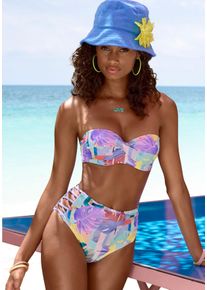 Venice Beach Damen Bügel-Bandeau-Bikini-Top "Varia", lila, Gr. 34, bedruckt, Polyamid, Microfaser, Bikini-Oberteile, in edlen Pastelltönen