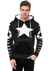 Rusty Neal Herren Kapuzensweatshirt, schwarz-weiß, sportlich, Gr. XXXL, mehrfarbig, 70% Polyacryl, 30% Baumwolle, Sweatshirts, mit großem Stern-Design