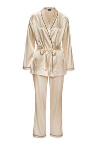 Bruno Banani Damen Pyjama, Gr. 32, beige, Obermaterial: 95% Polyester, 5% Elasthan, Homewear-Sets, mit Kontrastpaspel-Details